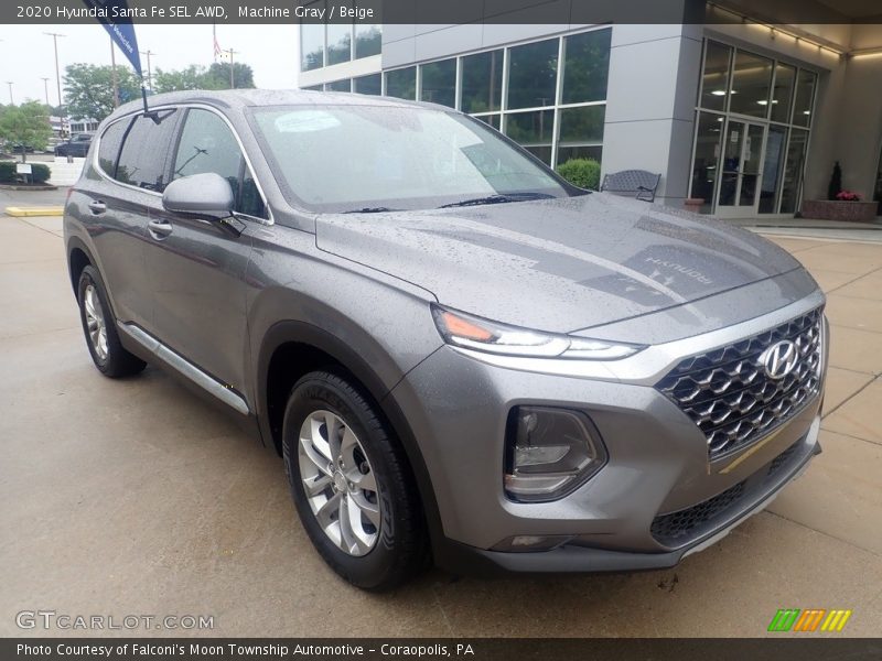Machine Gray / Beige 2020 Hyundai Santa Fe SEL AWD