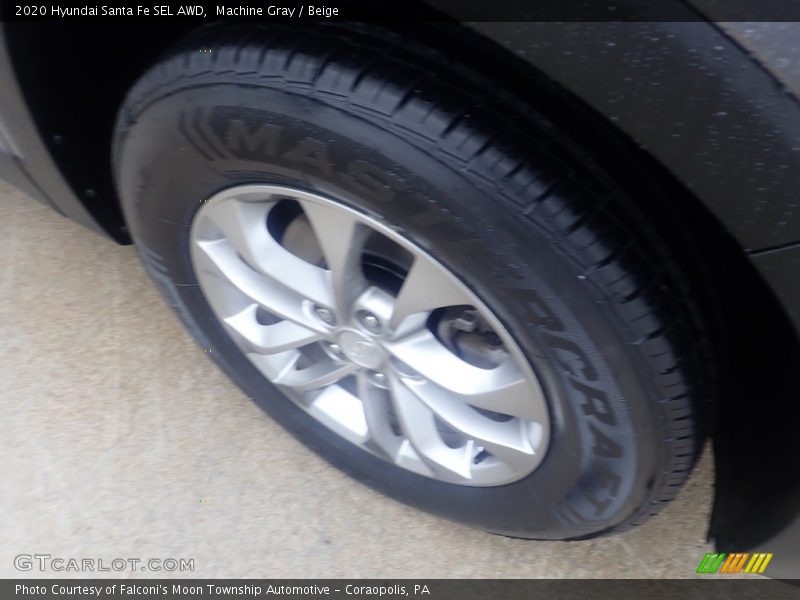 Machine Gray / Beige 2020 Hyundai Santa Fe SEL AWD