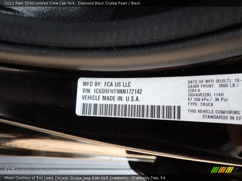 Diamond Black Crystal Pearl / Black 2022 Ram 1500 Limited Crew Cab 4x4
