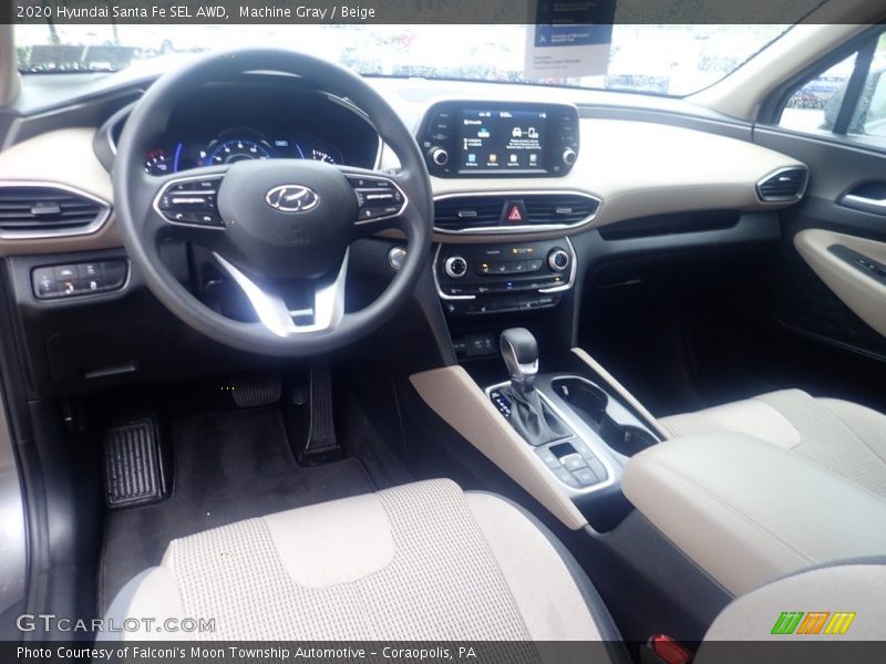 Machine Gray / Beige 2020 Hyundai Santa Fe SEL AWD