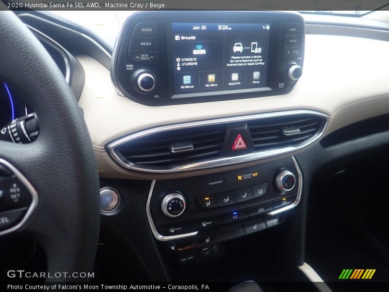 Machine Gray / Beige 2020 Hyundai Santa Fe SEL AWD