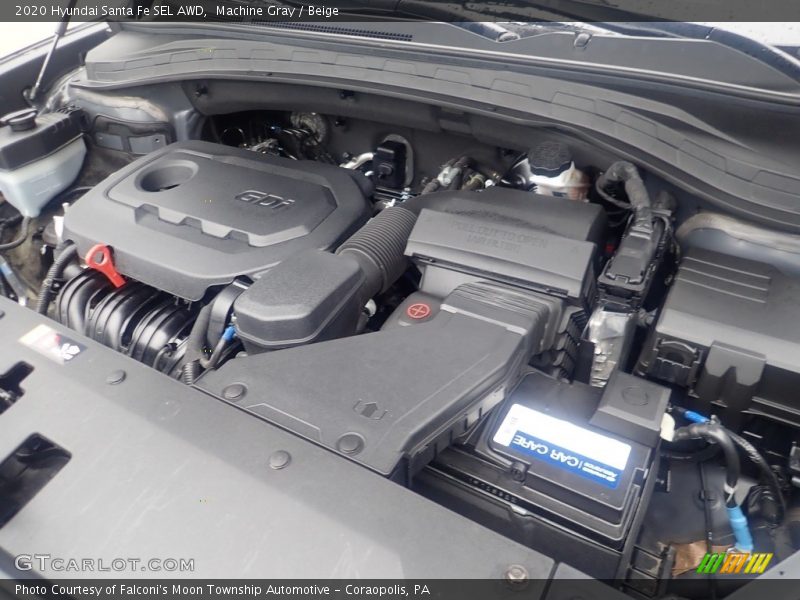 Machine Gray / Beige 2020 Hyundai Santa Fe SEL AWD
