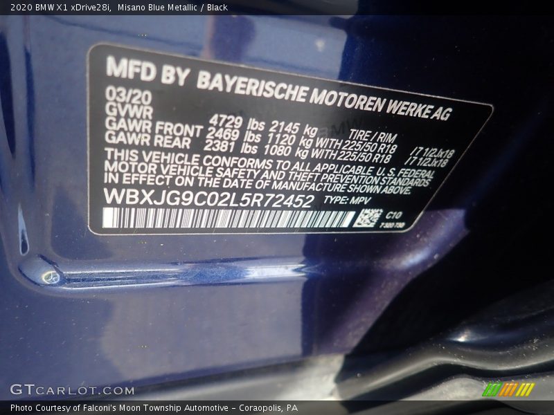 Misano Blue Metallic / Black 2020 BMW X1 xDrive28i