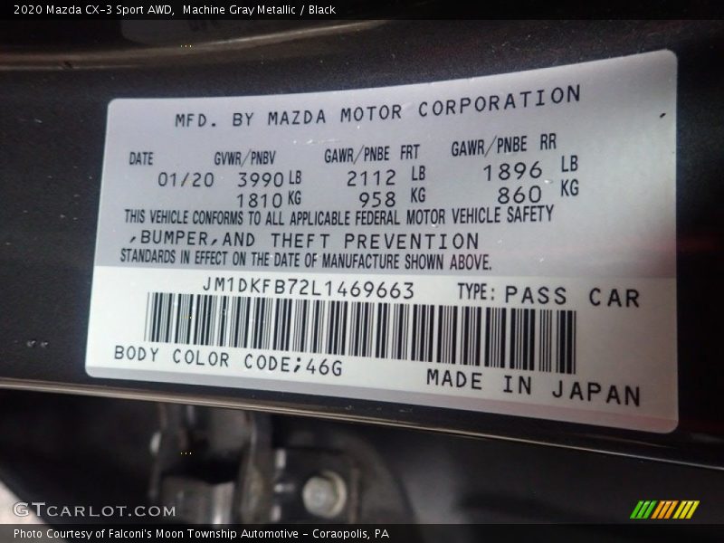 Machine Gray Metallic / Black 2020 Mazda CX-3 Sport AWD