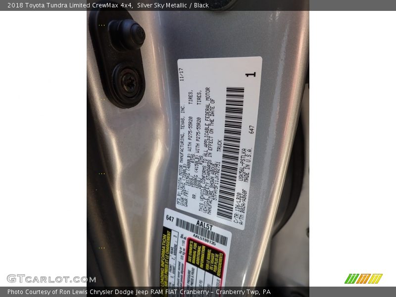 Silver Sky Metallic / Black 2018 Toyota Tundra Limited CrewMax 4x4