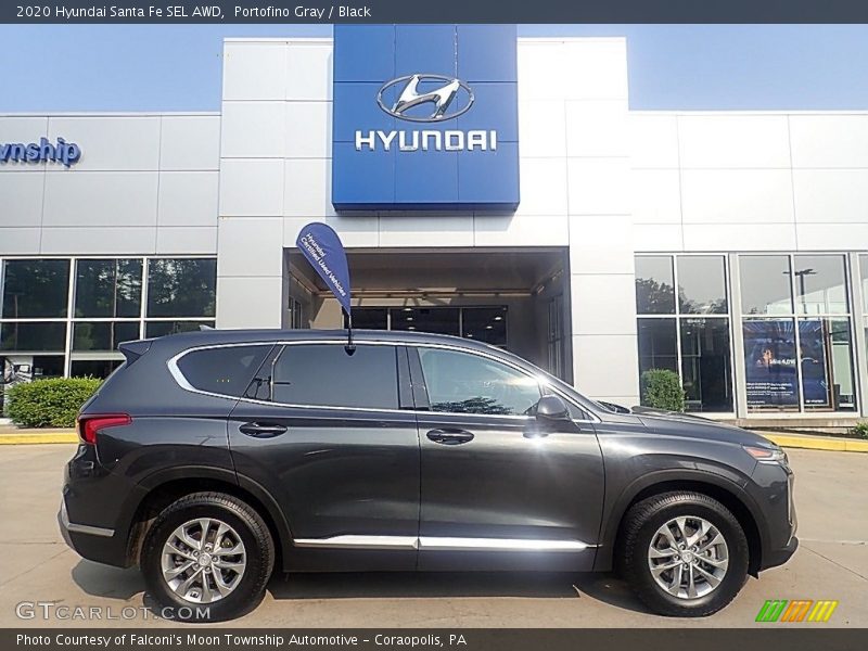 Portofino Gray / Black 2020 Hyundai Santa Fe SEL AWD