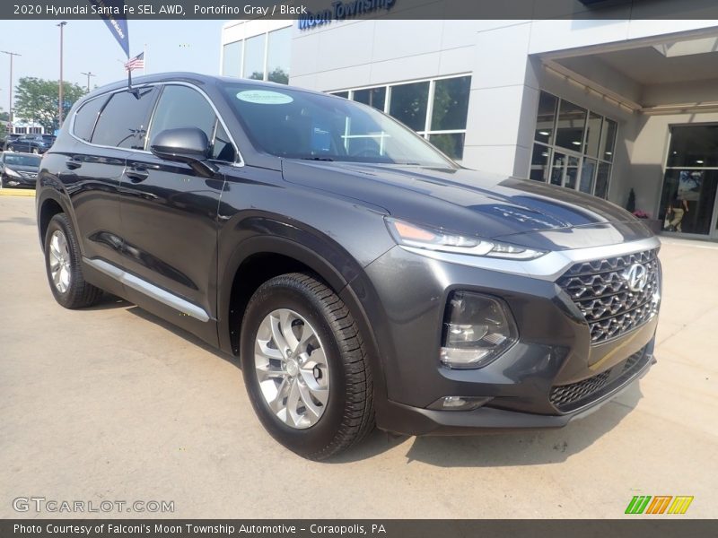 Portofino Gray / Black 2020 Hyundai Santa Fe SEL AWD