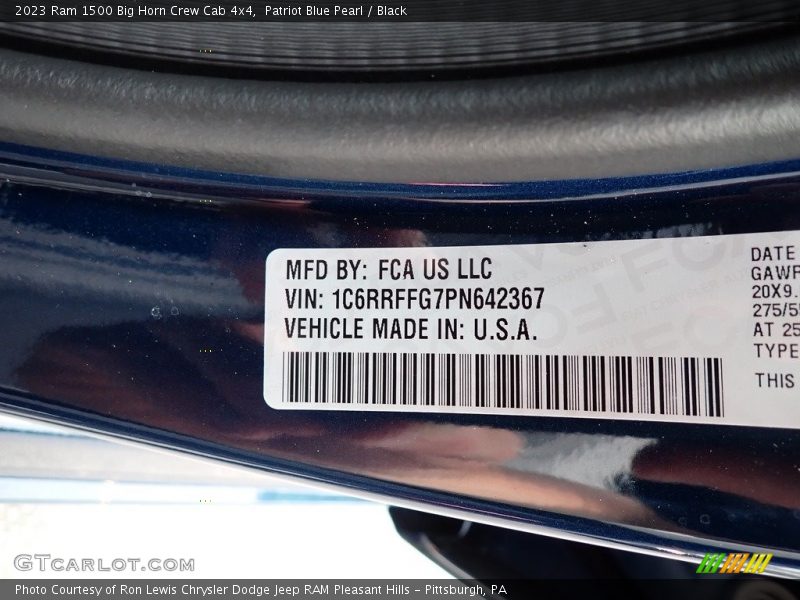 Patriot Blue Pearl / Black 2023 Ram 1500 Big Horn Crew Cab 4x4