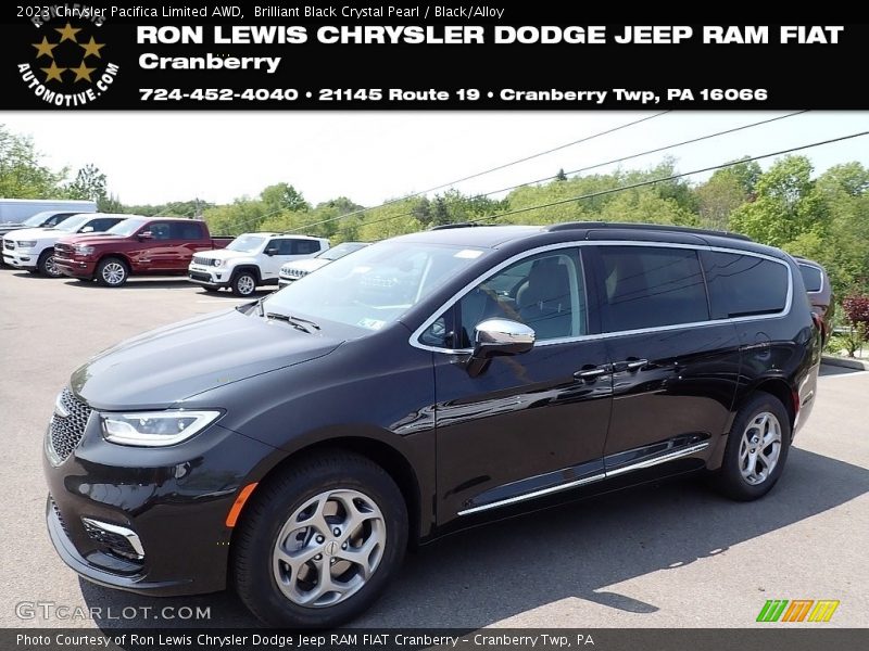 Brilliant Black Crystal Pearl / Black/Alloy 2023 Chrysler Pacifica Limited AWD
