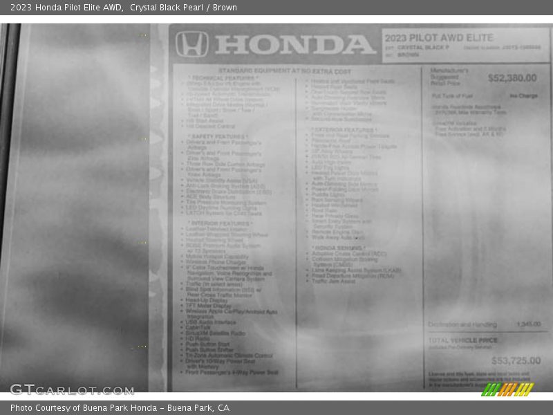 Crystal Black Pearl / Brown 2023 Honda Pilot Elite AWD