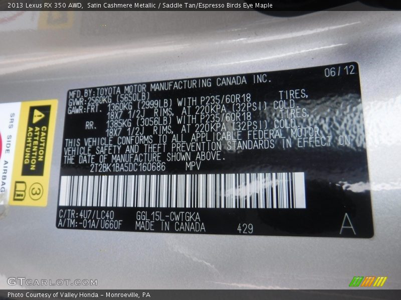 4U7 - 2013 Lexus RX 350 AWD