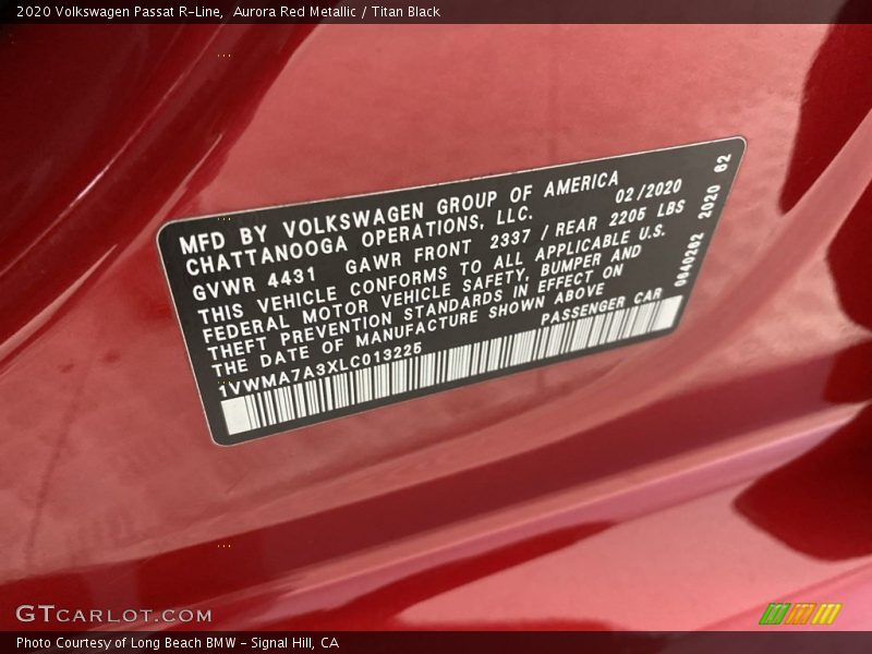 Aurora Red Metallic / Titan Black 2020 Volkswagen Passat R-Line