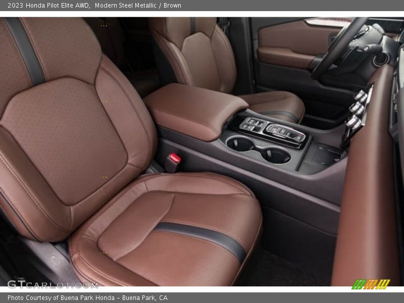 Modern Steel Metallic / Brown 2023 Honda Pilot Elite AWD