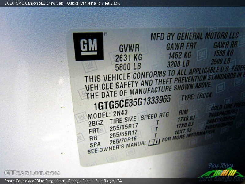 Quicksilver Metallic / Jet Black 2016 GMC Canyon SLE Crew Cab