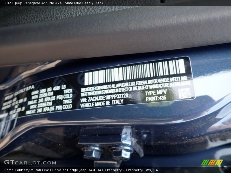 2023 Renegade Altitude 4x4 Slate Blue Pearl Color Code 435