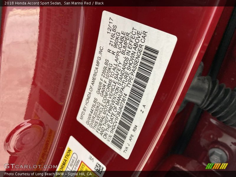 San Marino Red / Black 2018 Honda Accord Sport Sedan