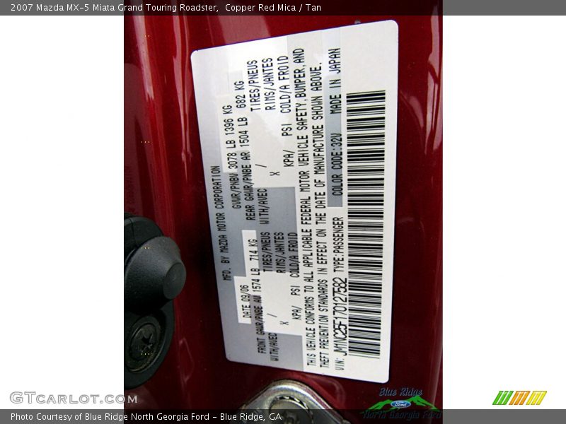 Copper Red Mica / Tan 2007 Mazda MX-5 Miata Grand Touring Roadster