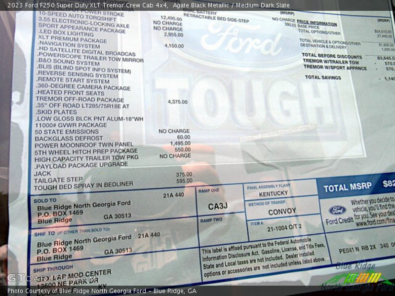  2023 F250 Super Duty XLT Tremor Crew Cab 4x4 Window Sticker