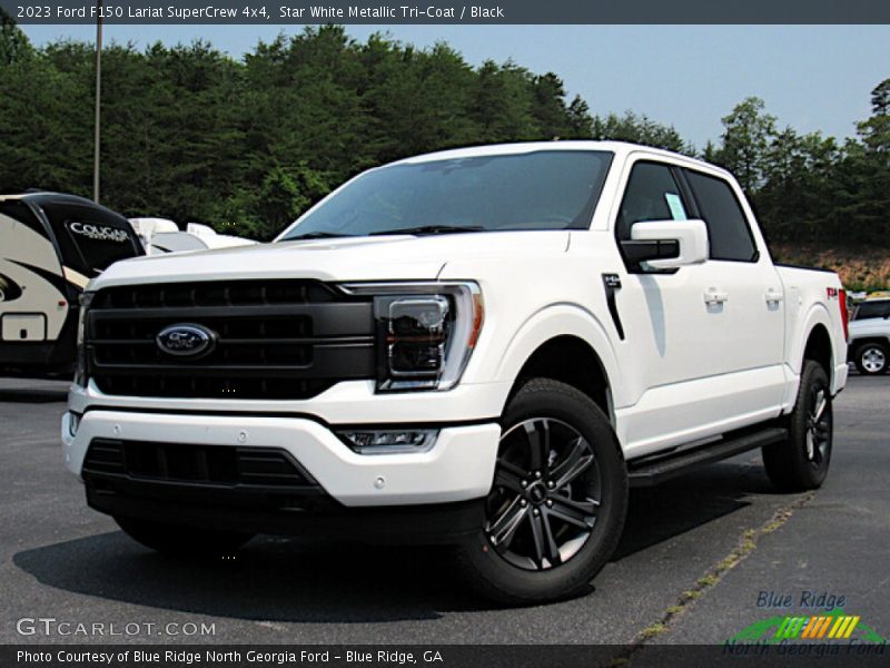 Star White Metallic Tri-Coat / Black 2023 Ford F150 Lariat SuperCrew 4x4