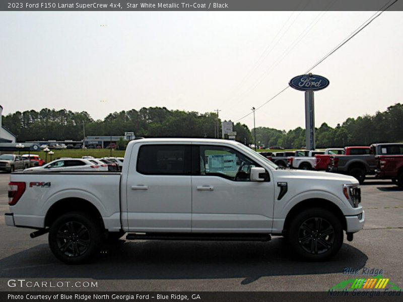 Star White Metallic Tri-Coat / Black 2023 Ford F150 Lariat SuperCrew 4x4