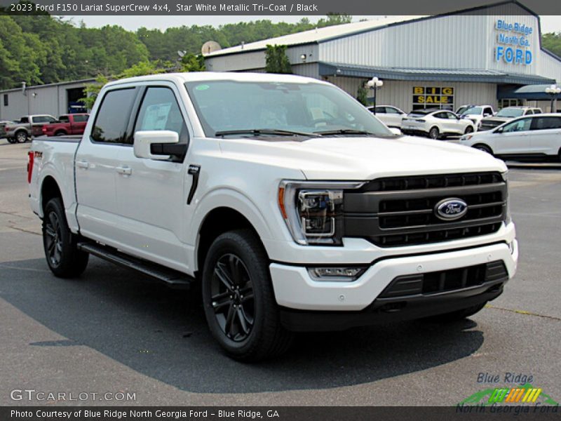 Star White Metallic Tri-Coat / Black 2023 Ford F150 Lariat SuperCrew 4x4