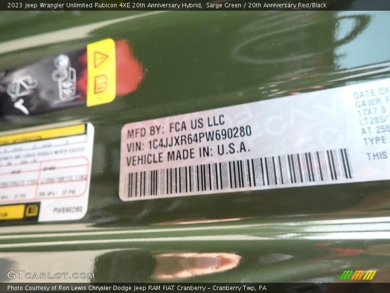 Sarge Green / 20th Anniversary Red/Black 2023 Jeep Wrangler Unlimited Rubicon 4XE 20th Anniversary Hybrid