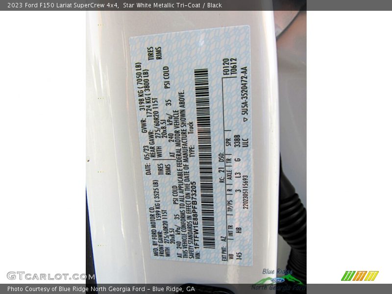 Star White Metallic Tri-Coat / Black 2023 Ford F150 Lariat SuperCrew 4x4