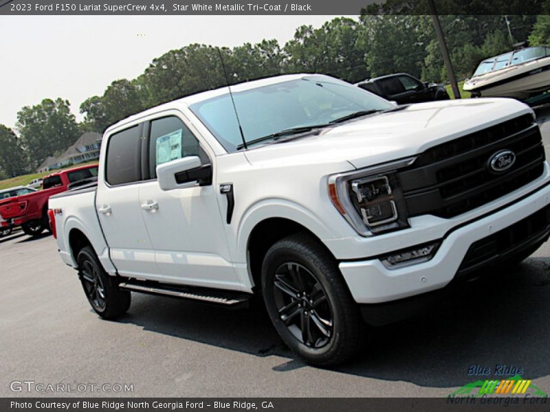 Star White Metallic Tri-Coat / Black 2023 Ford F150 Lariat SuperCrew 4x4