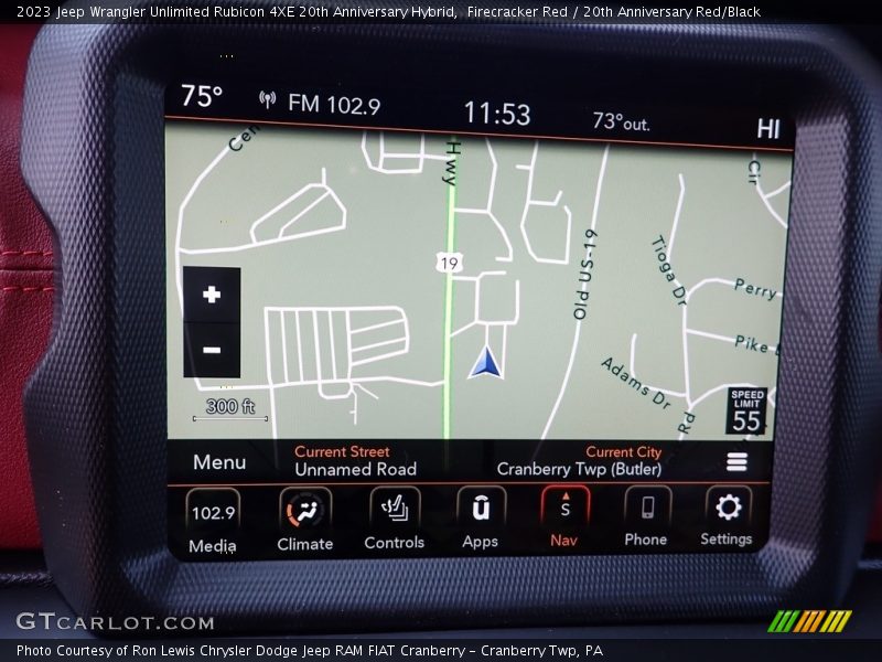 Navigation of 2023 Wrangler Unlimited Rubicon 4XE 20th Anniversary Hybrid