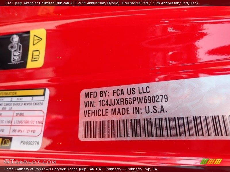 Firecracker Red / 20th Anniversary Red/Black 2023 Jeep Wrangler Unlimited Rubicon 4XE 20th Anniversary Hybrid