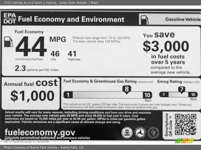 Lunar Silver Metallic / Black 2023 Honda Accord Sport-L Hybrid