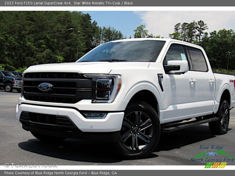 Star White Metallic Tri-Coat / Black 2023 Ford F150 Lariat SuperCrew 4x4