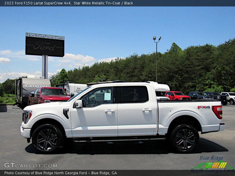 Star White Metallic Tri-Coat / Black 2023 Ford F150 Lariat SuperCrew 4x4
