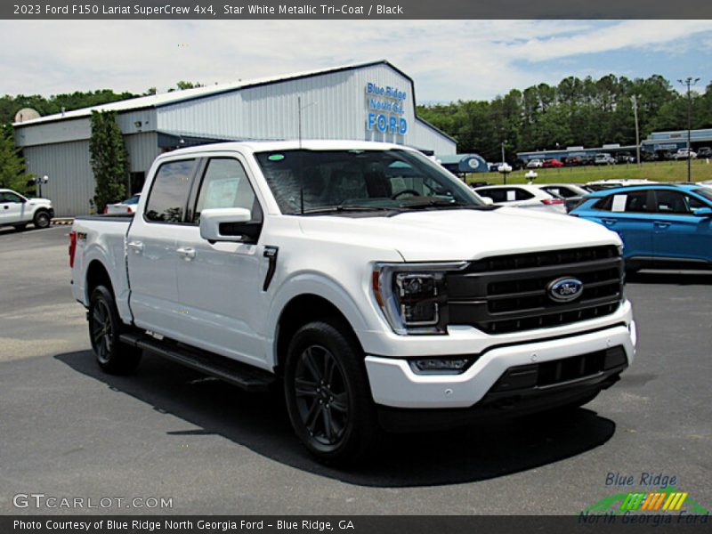 Star White Metallic Tri-Coat / Black 2023 Ford F150 Lariat SuperCrew 4x4
