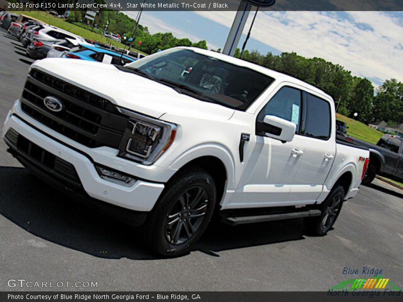 Star White Metallic Tri-Coat / Black 2023 Ford F150 Lariat SuperCrew 4x4