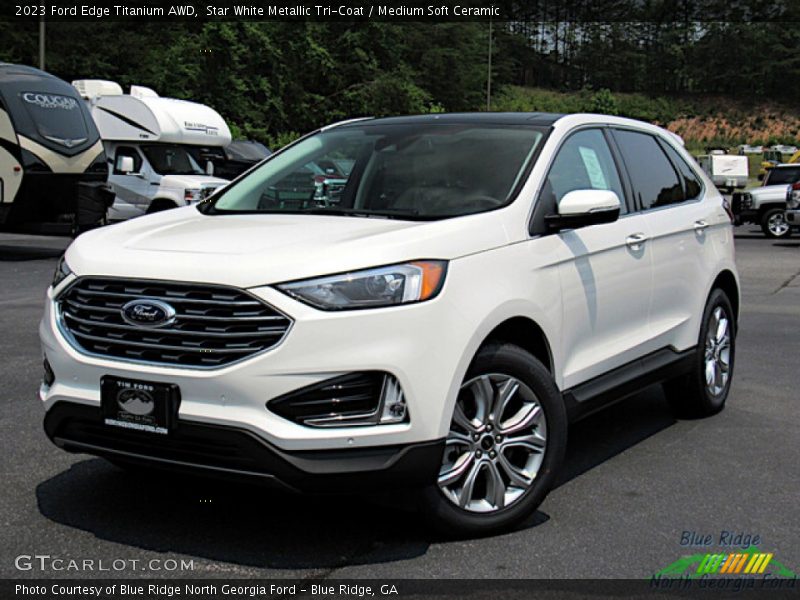 Star White Metallic Tri-Coat / Medium Soft Ceramic 2023 Ford Edge Titanium AWD