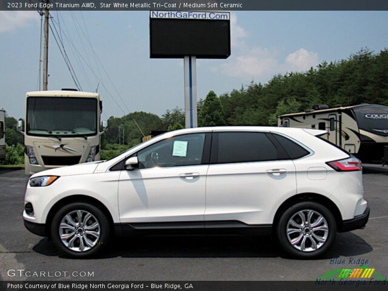 Star White Metallic Tri-Coat / Medium Soft Ceramic 2023 Ford Edge Titanium AWD