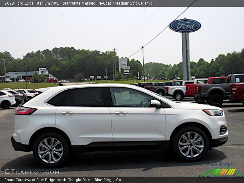 Star White Metallic Tri-Coat / Medium Soft Ceramic 2023 Ford Edge Titanium AWD