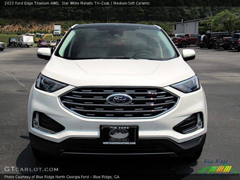 Star White Metallic Tri-Coat / Medium Soft Ceramic 2023 Ford Edge Titanium AWD