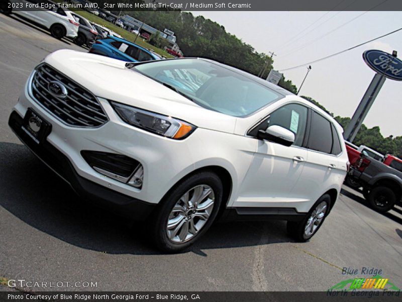 Star White Metallic Tri-Coat / Medium Soft Ceramic 2023 Ford Edge Titanium AWD