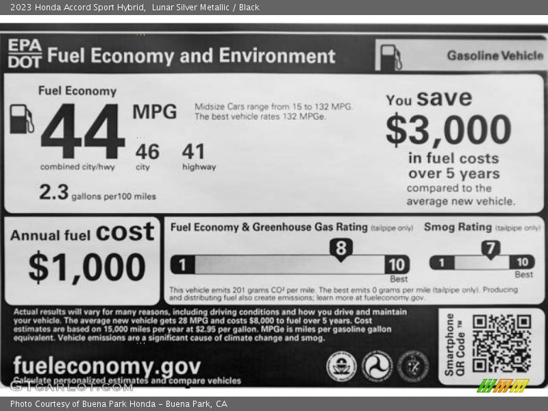 Lunar Silver Metallic / Black 2023 Honda Accord Sport Hybrid