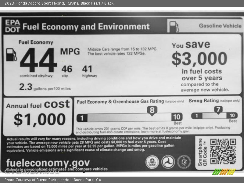 Crystal Black Pearl / Black 2023 Honda Accord Sport Hybrid