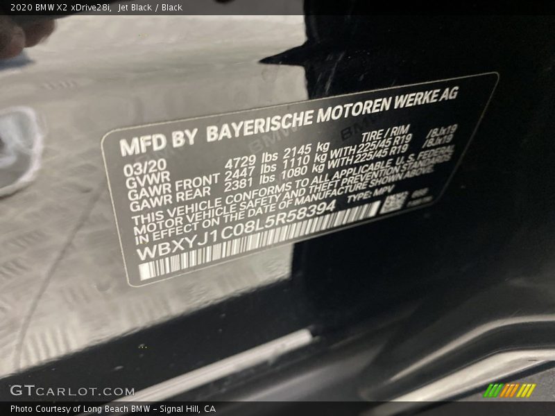 Jet Black / Black 2020 BMW X2 xDrive28i