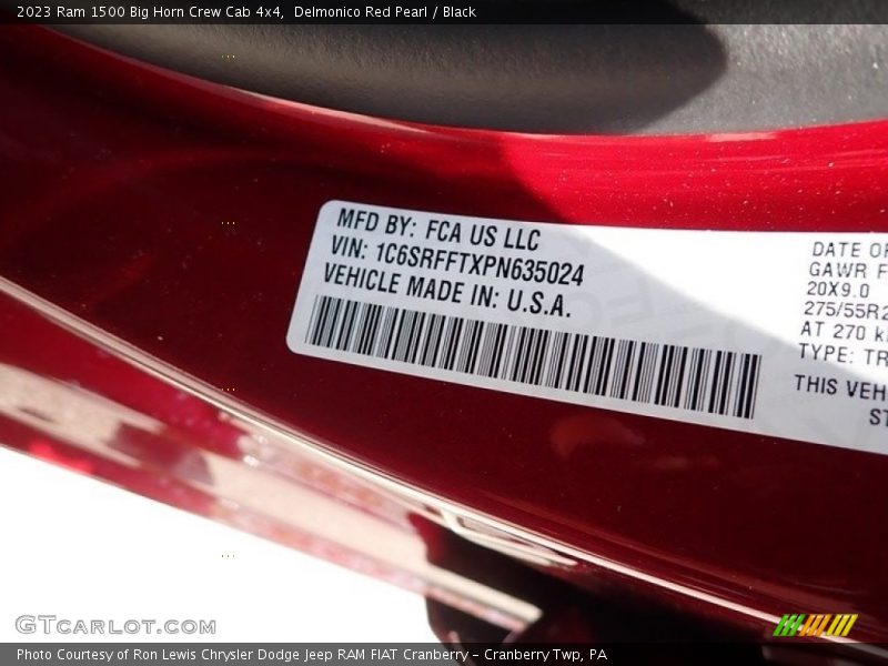 Delmonico Red Pearl / Black 2023 Ram 1500 Big Horn Crew Cab 4x4