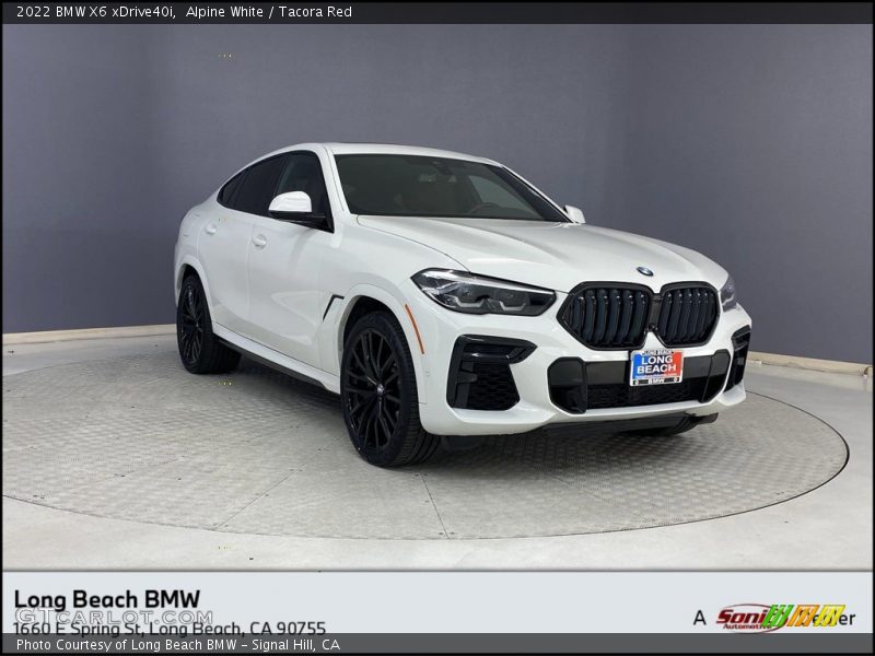 Alpine White / Tacora Red 2022 BMW X6 xDrive40i