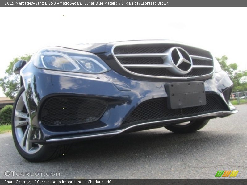 Lunar Blue Metallic / Silk Beige/Espresso Brown 2015 Mercedes-Benz E 350 4Matic Sedan