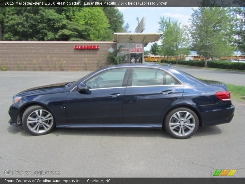 Lunar Blue Metallic / Silk Beige/Espresso Brown 2015 Mercedes-Benz E 350 4Matic Sedan