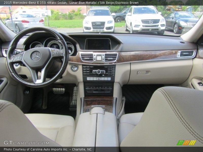 Lunar Blue Metallic / Silk Beige/Espresso Brown 2015 Mercedes-Benz E 350 4Matic Sedan