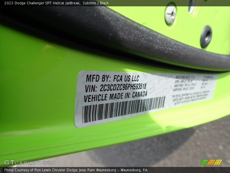 Sublime / Black 2023 Dodge Challenger SRT Hellcat JailBreak