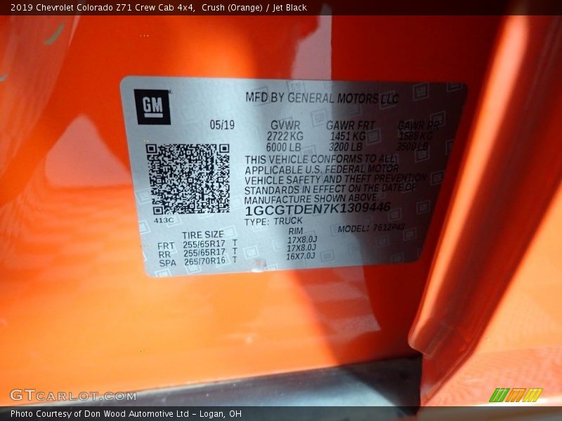 Crush (Orange) / Jet Black 2019 Chevrolet Colorado Z71 Crew Cab 4x4